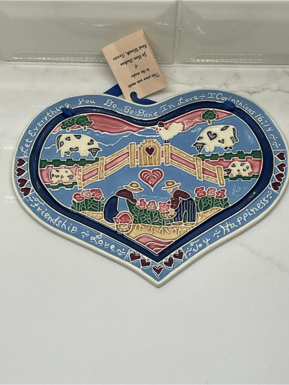 J. Duban Designs Handmade Ceramic Heart Hanging Plaque 9